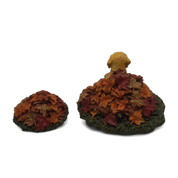 DEPARTMENT 56 Harvest Fields Pup Dog In Leaves Figurine Set Retired - Picture 4 of 10